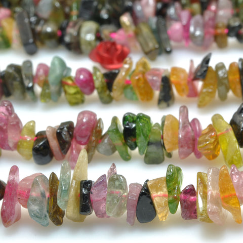 Natural Watermelon Tourmaline smooth nugget pebble chip beads wholesale gemstone for jewelry making diy
