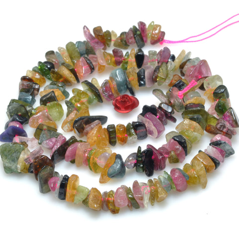 Natural Watermelon Tourmaline smooth nugget pebble chip beads wholesale gemstone for jewelry making diy