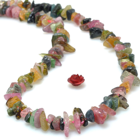 Natural Watermelon Tourmaline smooth nugget pebble chip beads wholesale gemstone for jewelry making diy