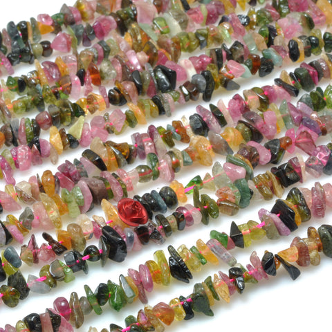 Natural Watermelon Tourmaline smooth nugget pebble chip beads wholesale gemstone for jewelry making diy