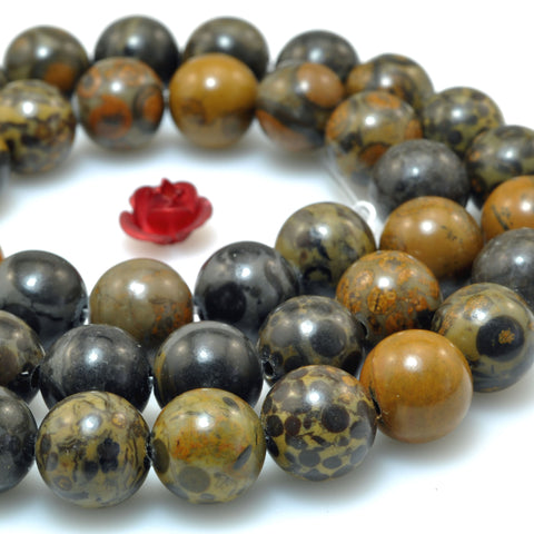 Natural Yellow Rhyolite Jasper Stone smooth round beads wholesale gemstone for jewelry making diy bracelet