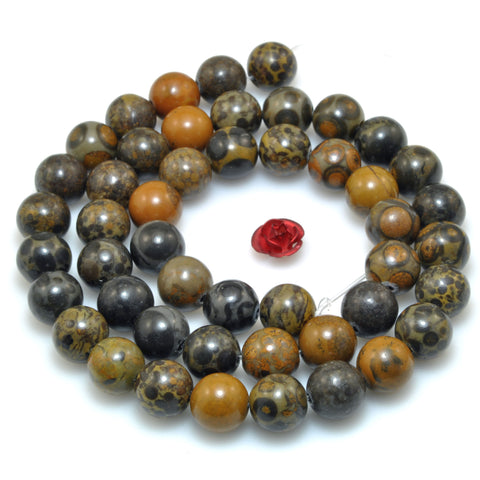 Natural Yellow Rhyolite Jasper Stone smooth round beads wholesale gemstone for jewelry making diy bracelet