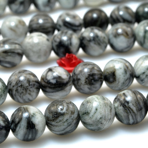 African Black Zebra jasper natural stone smooth round beads gemstone wholesale for jewelry making diy bracelet