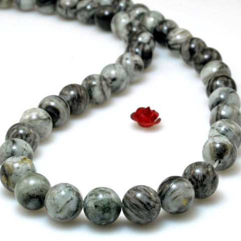 African Black Zebra jasper natural stone smooth round beads gemstone wholesale for jewelry making diy bracelet