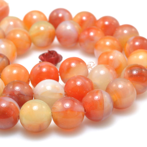 Orange Red Agate smooth round synthetic beads wholesale loose gemstone for jewelry making diy bracelet necklace