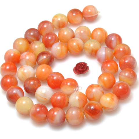 Orange Red Agate smooth round synthetic beads wholesale loose gemstone for jewelry making diy bracelet necklace