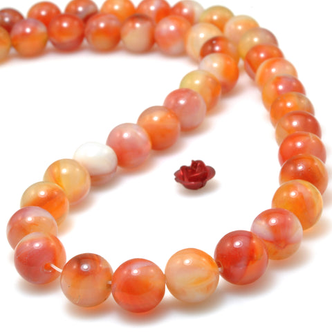 Orange Red Agate smooth round synthetic beads wholesale loose gemstone for jewelry making diy bracelet necklace