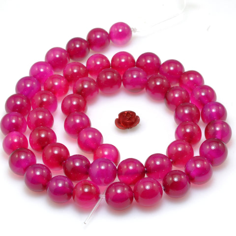 Rose Red Agate smooth round loose beads wholesale gemstone jewelry making diy bracelet 8mm 15"