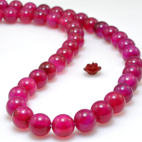 Rose Red Agate smooth round loose beads wholesale gemstone jewelry making diy bracelet 8mm 15"
