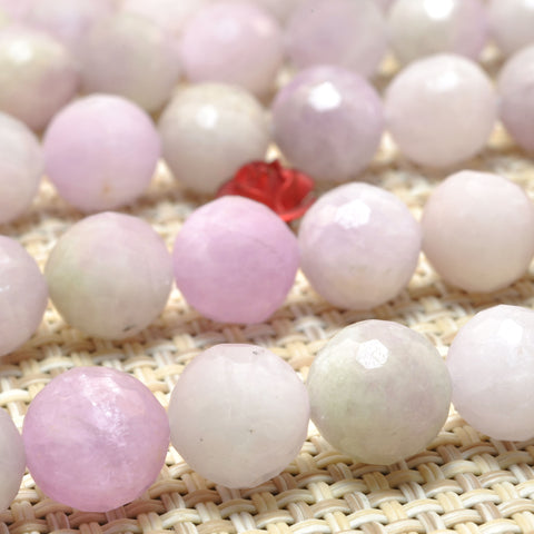 Natural Kunzite stone mini faceted round beads purple pink gemstone wholesale for jewelry making diy bracelet