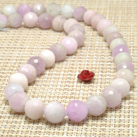 Natural Kunzite stone mini faceted round beads purple pink gemstone wholesale for jewelry making diy bracelet