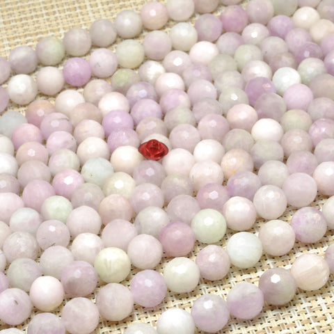 Natural Kunzite stone mini faceted round beads purple pink gemstone wholesale for jewelry making diy bracelet