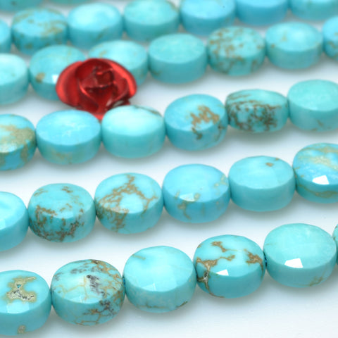 Blue Turquoise faceted coin beads wholesale loose gemstone for jewelry making diy bracelet necklace