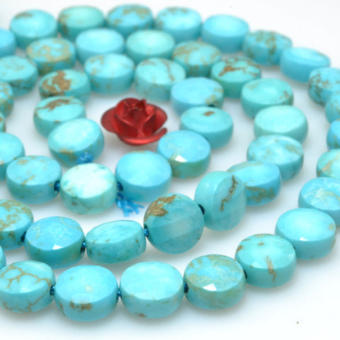 Blue Turquoise faceted coin beads wholesale loose gemstone for jewelry making diy bracelet necklace