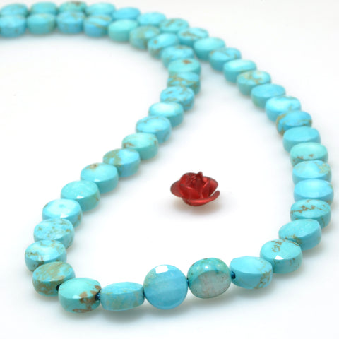 Blue Turquoise faceted coin beads wholesale loose gemstone for jewelry making diy bracelet necklace