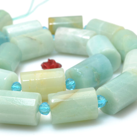 Natural Amazonite gemstone faceted tube beads wholesale stones for jewelry making diy bracelet necklace