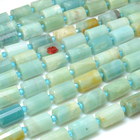 Natural Amazonite gemstone faceted tube beads wholesale stones for jewelry making diy bracelet necklace