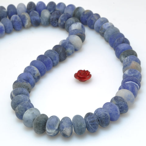 Natural Blue Sodalite matte rondelle loose beads wholesale gemstone jewelry making 15"