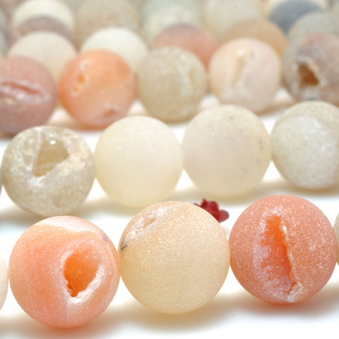 Rainbow Druzy Agate matte round beads wholesale loose gemstone for jewelry making diy bracelet