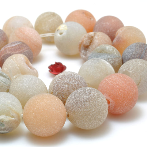 Rainbow Druzy Agate matte round beads wholesale loose gemstone for jewelry making diy bracelet