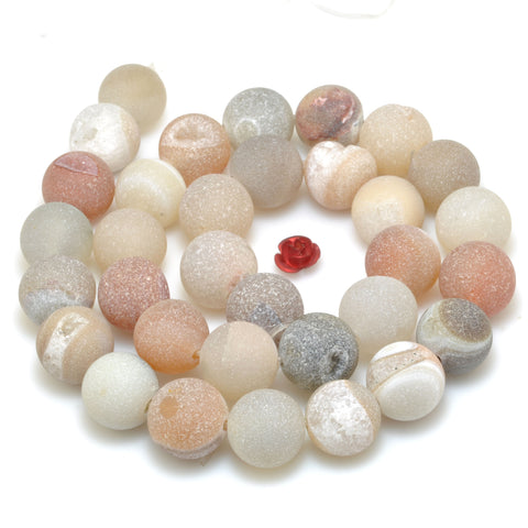 Rainbow Druzy Agate matte round beads wholesale loose gemstone for jewelry making diy bracelet