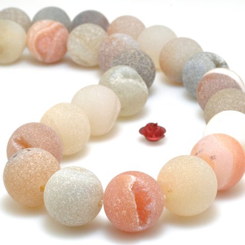 Rainbow Druzy Agate matte round beads wholesale loose gemstone for jewelry making diy bracelet
