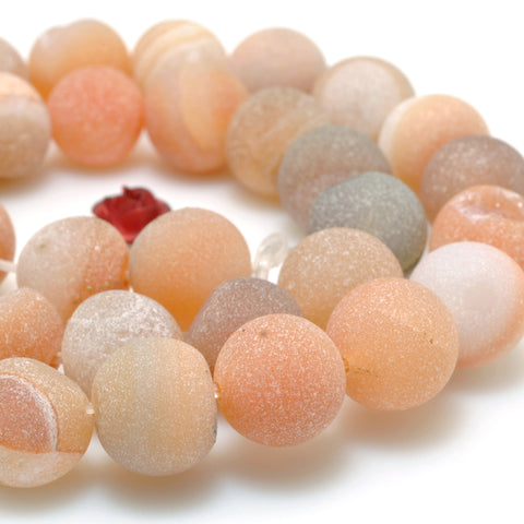 Orange Druzy Agate matte round beads wholesale loose gemstone for jewelry making diy bracelet necklace