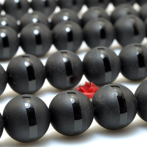 Black Onyx OneLine matte round beads wholesale gemstone jewelry making diy bracele 6-14mm