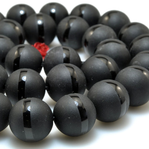 Black Onyx OneLine matte round beads wholesale gemstone jewelry making diy bracele 6-14mm