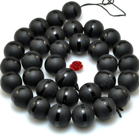 Black Onyx OneLine matte round beads wholesale gemstone jewelry making diy bracele 6-14mm