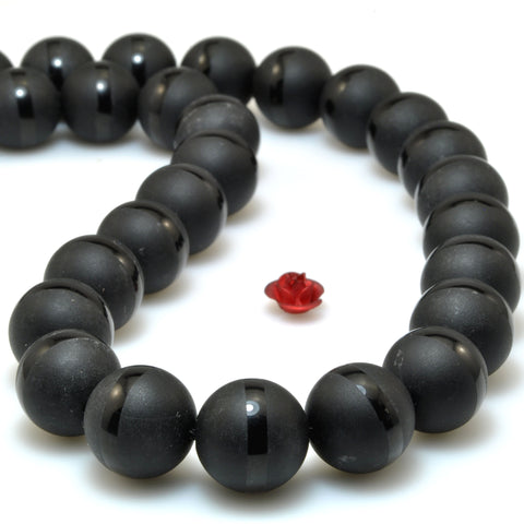 Black Onyx OneLine matte round beads wholesale gemstone jewelry making diy bracele 6-14mm