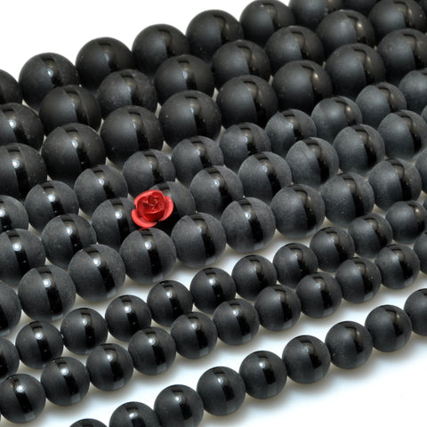 Black Onyx OneLine matte round beads wholesale gemstone jewelry making diy bracele 6-14mm