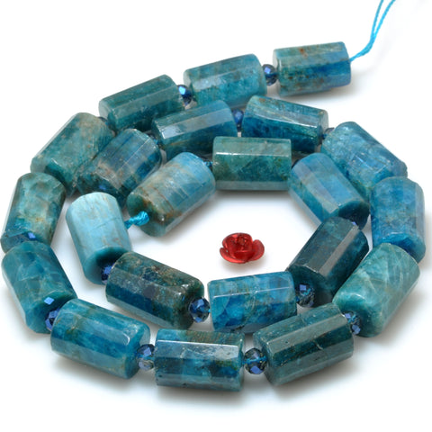 Natural Apatite gemstone faceted tube beads dark blue stones wholesale jewelry making gemstone bracelet necklace diy