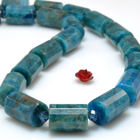 Natural Apatite gemstone faceted tube beads dark blue stones wholesale jewelry making gemstone bracelet necklace diy