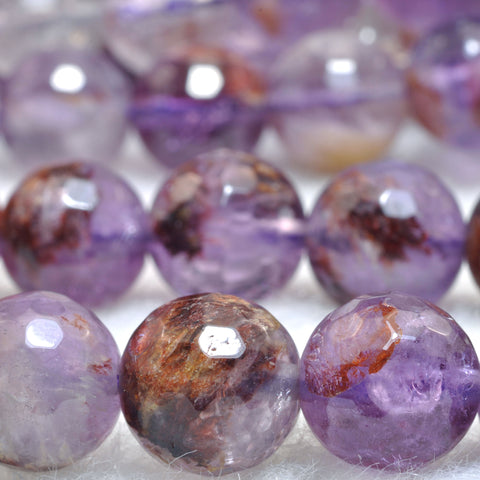 Natural super seven crystal cacoxenite amethyst faceted round loose beads wholesale gemstone jewelry making DIY bracelet