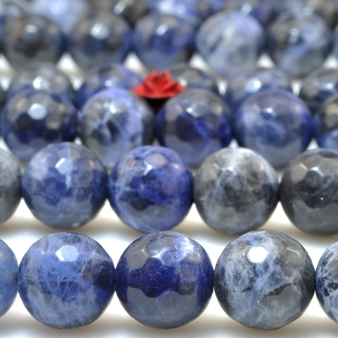 Natural Blue Sodalite Stone faceted round beads wholesale loose gemstone for jewelry making diy bracelet