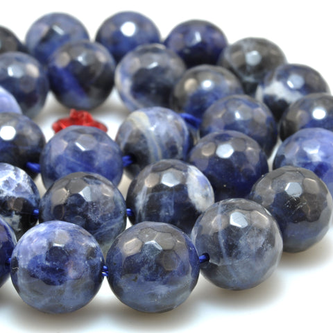 Natural Blue Sodalite Stone faceted round beads wholesale loose gemstone for jewelry making diy bracelet