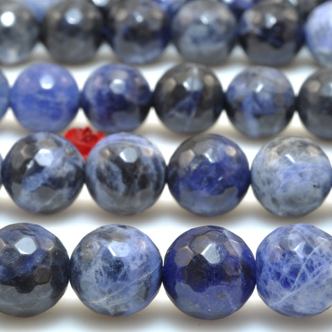 Natural Blue Sodalite Stone faceted round beads wholesale loose gemstone for jewelry making diy bracelet