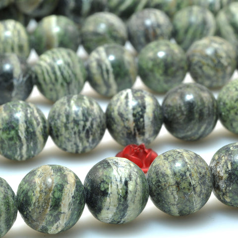 Natural Green Zebra Jasper smooth round beads gemstone wholesale for jewelry making diy bracelet necklace