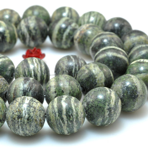 Natural Green Zebra Jasper smooth round beads gemstone wholesale for jewelry making diy bracelet necklace