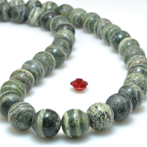 Natural Green Zebra Jasper smooth round beads gemstone wholesale for jewelry making diy bracelet necklace