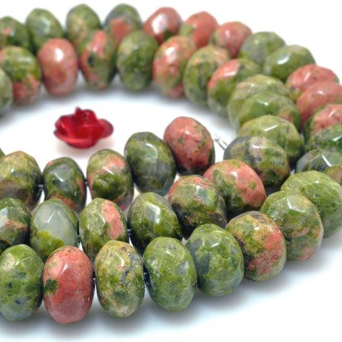 Natural Unakite Stone faceted rondelle beads green red wholesale gemstone jewelry making diy bracelet