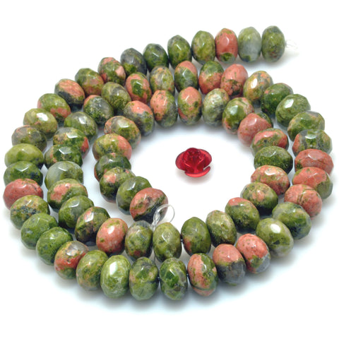 Natural Unakite Stone faceted rondelle beads green red wholesale gemstone jewelry making diy bracelet