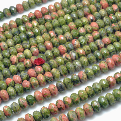 Natural Unakite Stone faceted rondelle beads green red wholesale gemstone jewelry making diy bracelet