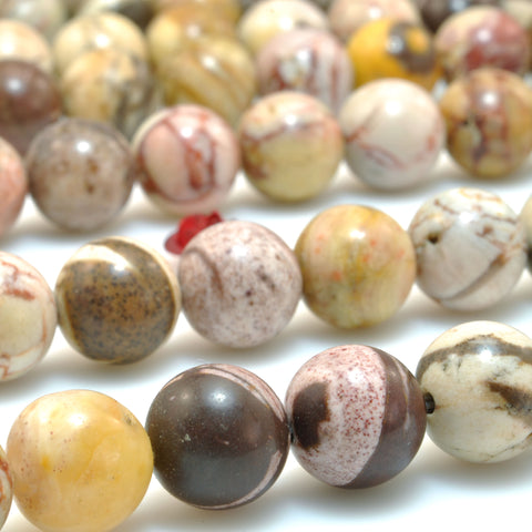Natural Brown Zebra Jasper smooth round beads wholesale gemstone jewelry making diy bracelet necklace