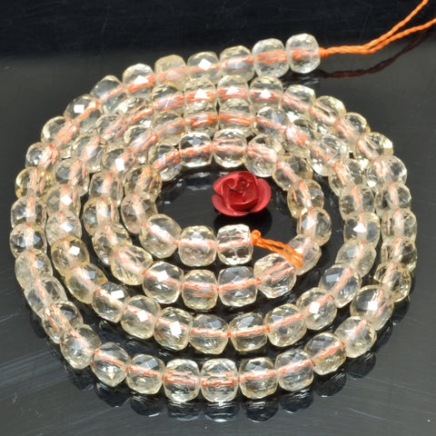 Natural Citrine faceted cube beads yellow crystal gemstone wholesale for jewelry making diy bracelet