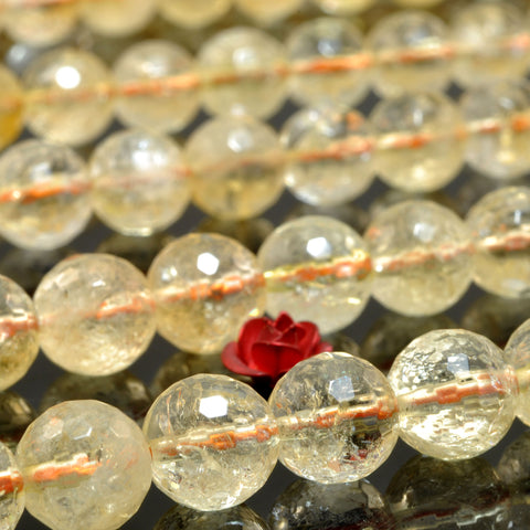 Natural Yellow Citrine faceted round loose beads wholesale gemstone crystal jewelry making DIY