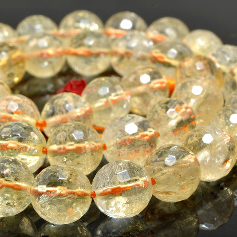 Natural Yellow Citrine faceted round loose beads wholesale gemstone crystal jewelry making DIY