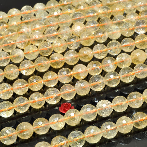 Natural Yellow Citrine faceted round loose beads wholesale gemstone crystal jewelry making DIY