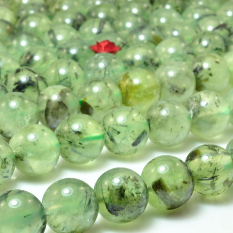 Natural Green Prehnite smooth round loose beads wholesale gemstone for jewelry making DIY